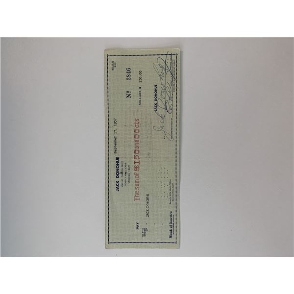 Jack Donohue signed check