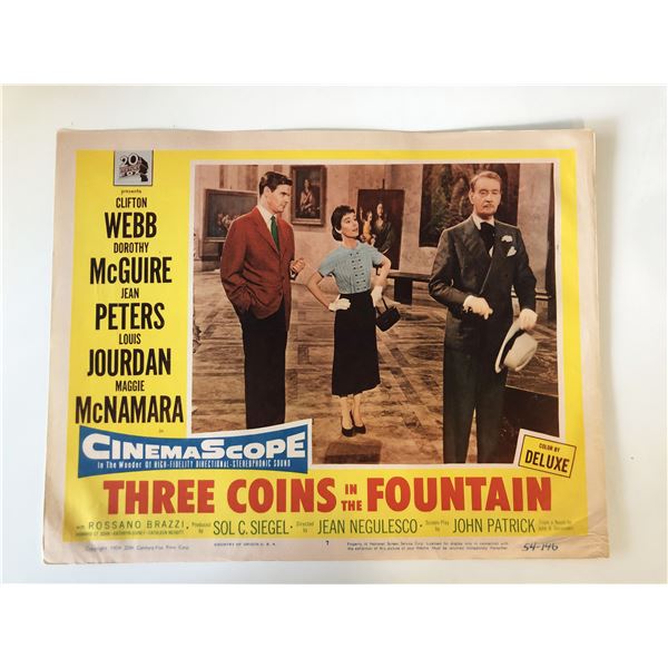 Three Coins in the Fountain original 1954 vintage lobby card