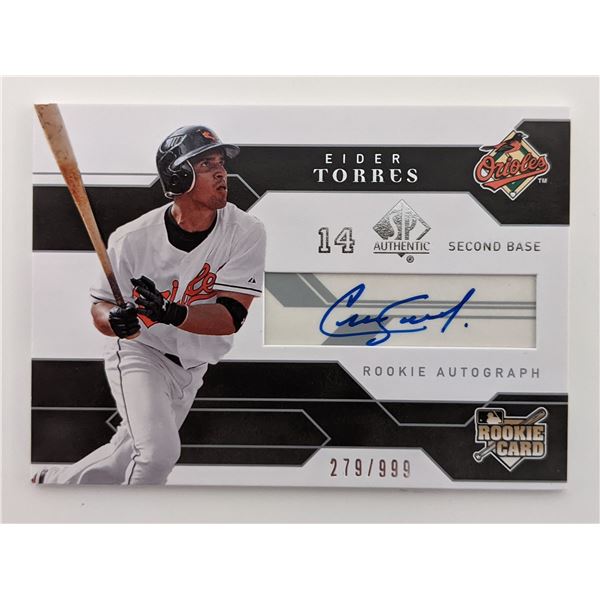 Eider Torres Signed Baseball Trading Card - Upper Deck Rookie Card #170 No. 279 of 999 2008