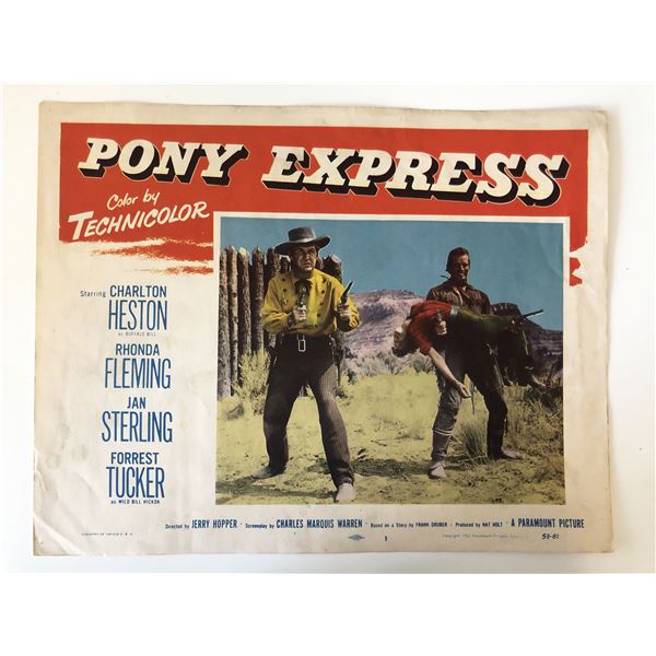 Pony Express original 1953 vintage lobby card