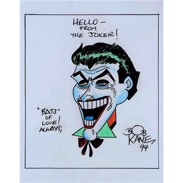 Bob Kane original hand drawn and signed Joker sketch