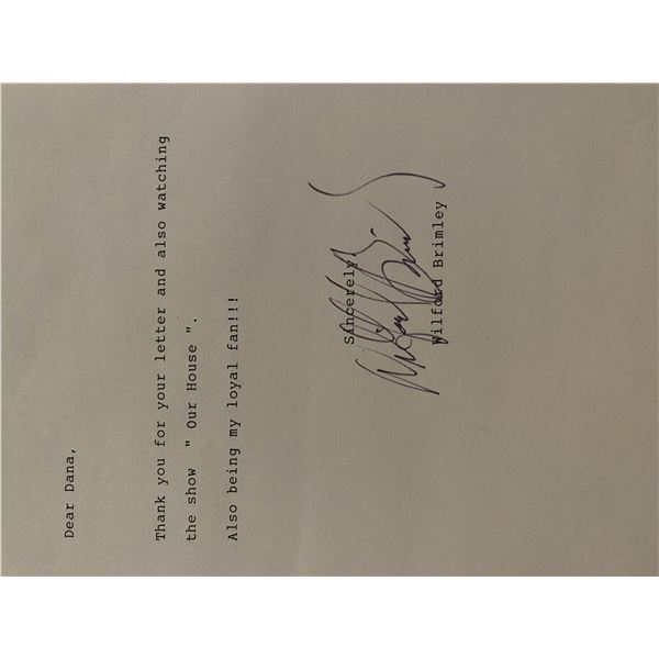 Cocoon Wilford Brimley signed letter