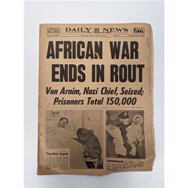 Daily News 1943 Vintage Newspaper