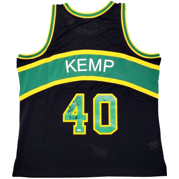 SHAWN KEMP SIGNED SEATTLE SUPERSONICS JERSEY INSCRIBED RAIN MAN (BECKETT COA)