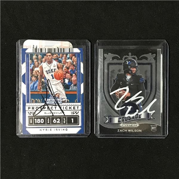 KYRIE IRVING AND ZACH WILSON SIGNED TRADING CARDS (PORO CERT COA)