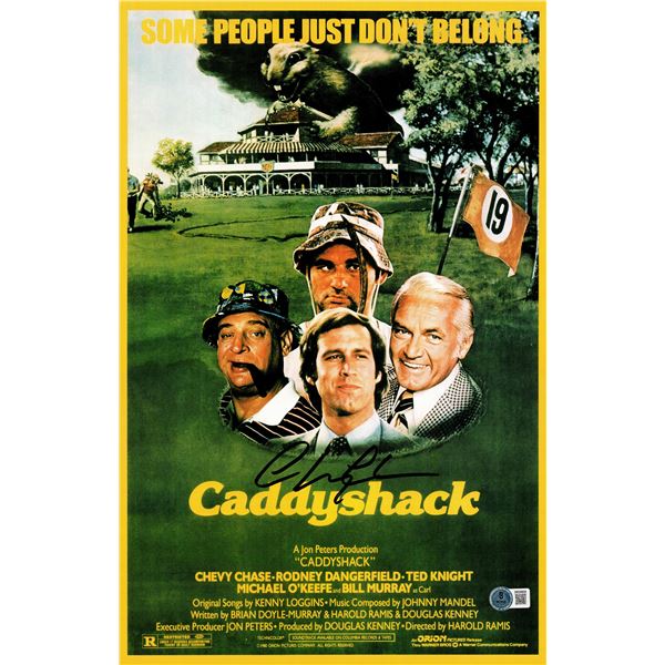 CHEVY CHASE SIGNED CADDYSHACK 11 X 18 MOVIE POSTER (BECKETT COA)