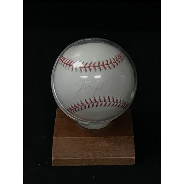 MIKE TROUT SIGNED BASEBALL JERSEY IN DISPLAY CASE (JSA LOA)