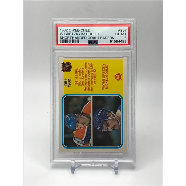 1982 O PEE CHEE WAYNE GRETZKY SHORT HANDED GOAL LEADERS (PSA 6)