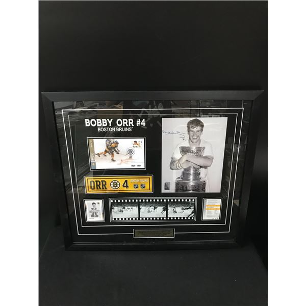 LTD. EDITION BOBBY ORR SIGNED AND CUSTOM FRAMED 20 X 22 DISPLAY 100/1979 (CANADA POST EXCLUSIVE)