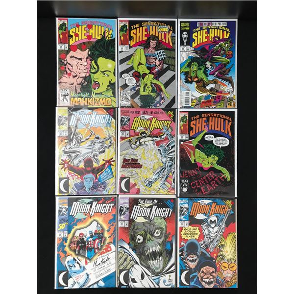 LOT OF 9 THE SENSATIONAL SHE-HULK AND MOON KNIGHT COMICS (MARVEL COMICS)