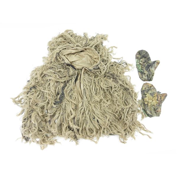 GHILLIE JACKET AND CAMO GLOVES LOT