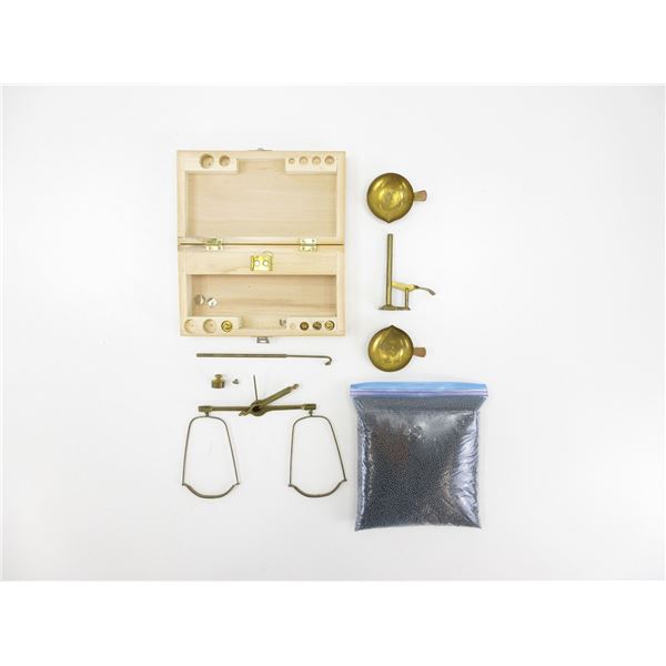 BRASS SCALE AND LEAD SHOT LOT