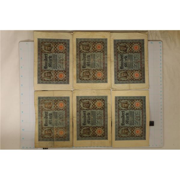 6-1920 GERMAN 100 MARK LARGE SIZE BILLS