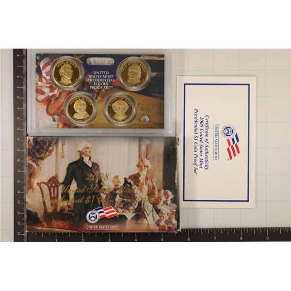 2008 US PRESIDENTIAL DOLLAR 4 COIN PF SET WITH BOX