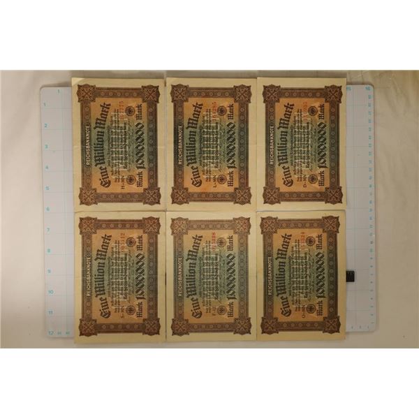 6-1923 GERMAN 1 MILLION MARK LARGE SIZE BILLS