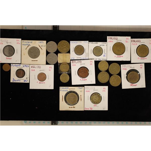 22 ASSORTED FINLAND COINS FROM 1911-2000: 5-FIVE