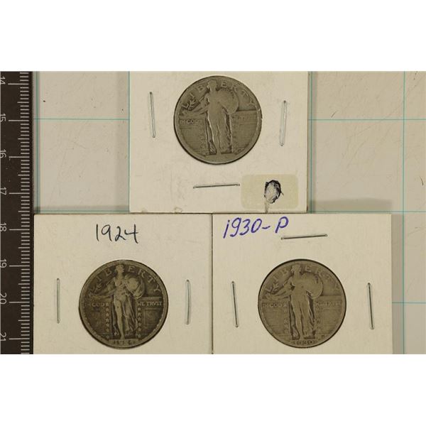 1923, 1924 & 1930-P SILVER STANDING LIB. QUARTERS