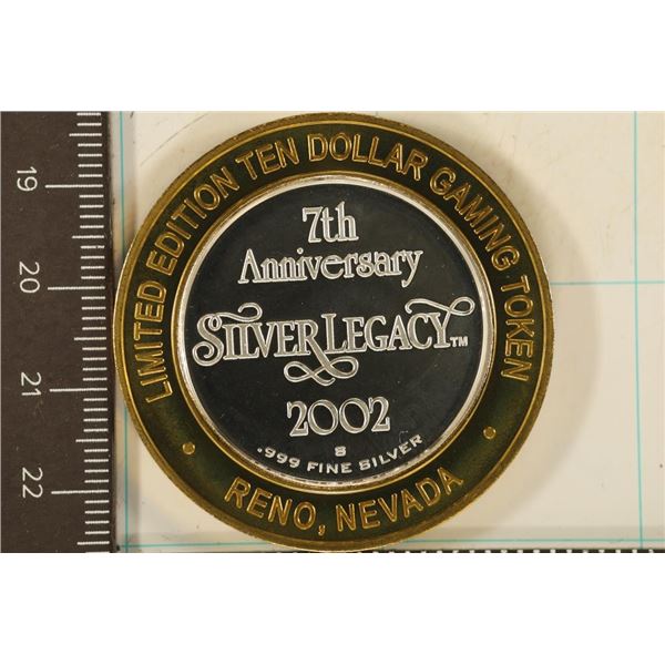 CASINO $10 SILVER TOKEN (UNC) 7TH ANNIVERSARY
