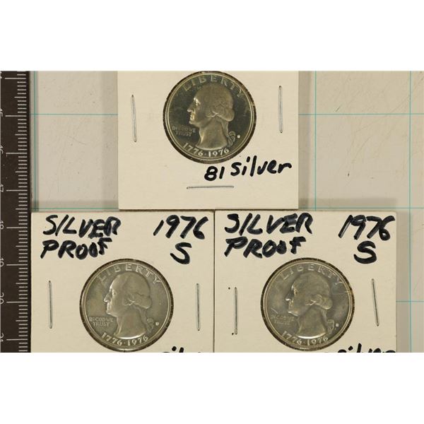 3-1976-S SILVER PROOF BICENTENNIAL QUARTERS