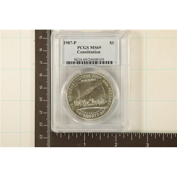1987-P US CONSTITUTION SILVER DOLLAR PCGS MS69
