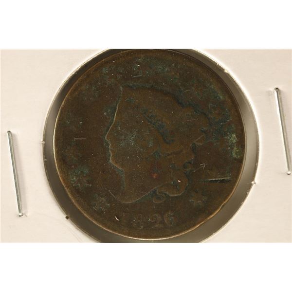 1826 US LARGE CENT SCRATCHED ON THE OBVERSE