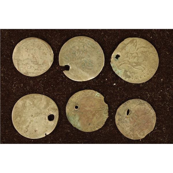 6 SILVER DIME SIZED OTTOMAN EMPIRE PARA COINS: