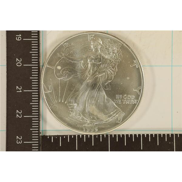1995 AMERICAN SILVER EAGLE UNC WITH MILK SPOTS