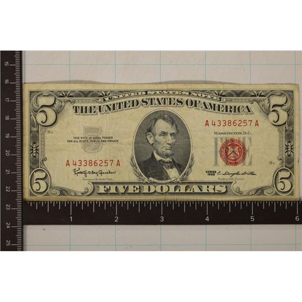 1963 US $5 RED SEAL NOTE