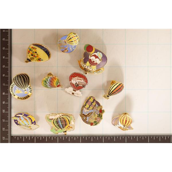 10-HOT AIR BALLOON THEMED METAL PINBACKS: FLYING