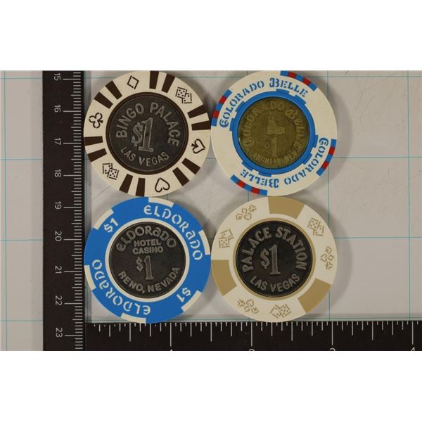 4-$1 CASINO GAMING CHIPS WITH INSERT: BINGO