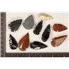 10-ASSORTED ARROWHEADS: 1.25"-1.5" IN LENGTH