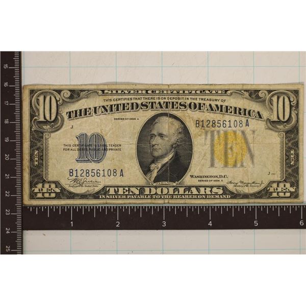 1934-A $10 NORTH AFRICA SILVER CERTIFICATE