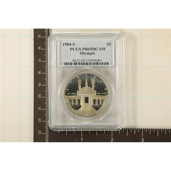 1984-S US OLYMPIC SILVER DOLLAR PCGS PR69 DCAM