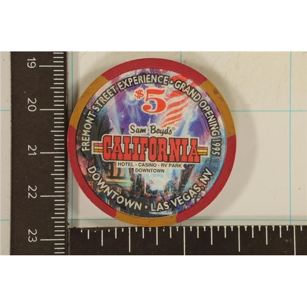 $5 SAM BOYD'S CALIFORNIA CASINO CHIP LAS VEGAS