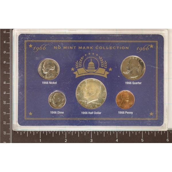 1966 NO MINT MARK US 5 COIN BRILLIANT UNC SET IN