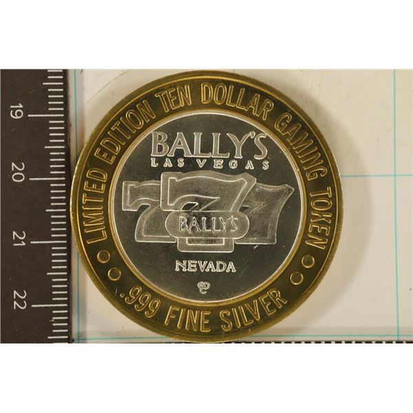 CASINO $10 SILVER TOKEN (UNC) BALLY'S LAS VEGAS