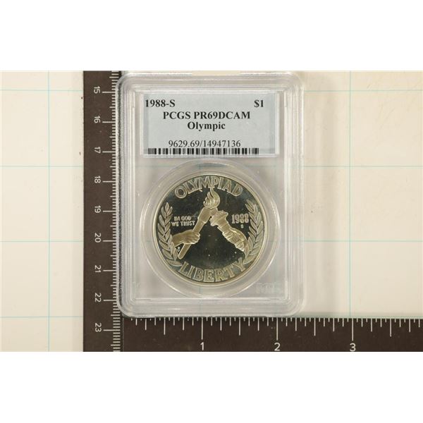 1988-S US OLYMPIC SILVER DOLLAR PCGS PR69 DCAM