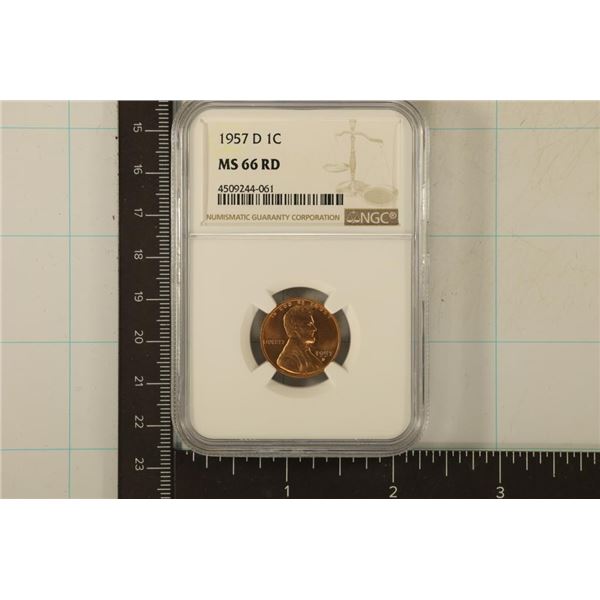 1957-D LINCOLN WHEAT CENT NGC MS66RD