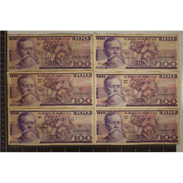 5-1974 & 1-1979 MEXICO 100 PESO BILLS
