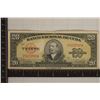 Image 1 : 1949 CUBA 20 PESO BILL. SMALL INK SPOT SLIGHTLY