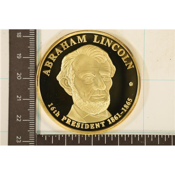 GOLD ELECTROPLATED 1.38 TROY OZ. ABRAHAM LINCOLN