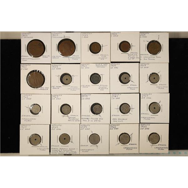 20-NORWAY ERROR COINS: 1816-1966 INCLUDES