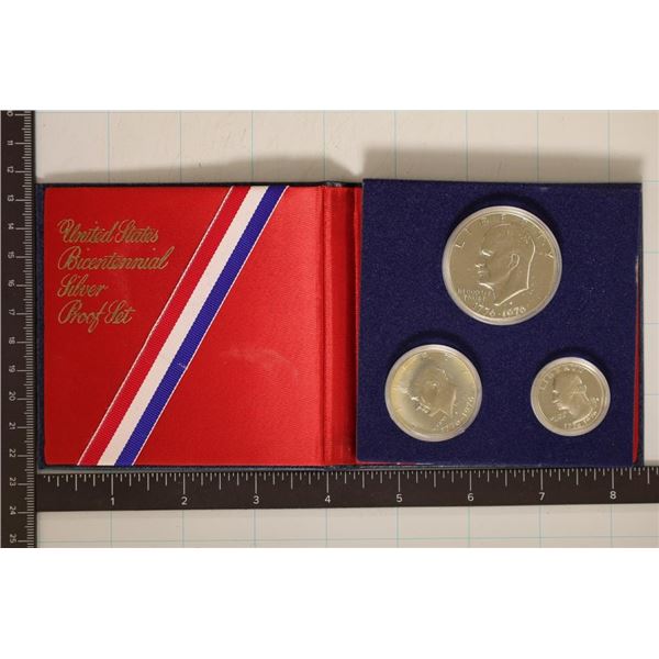 1976 US BICENTENNIAL SILVER 3 COIN PF SET NO BOX