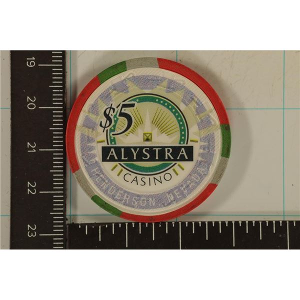 $5 ALYSTRA CASINO CHIP HENDERSON, NEVADA