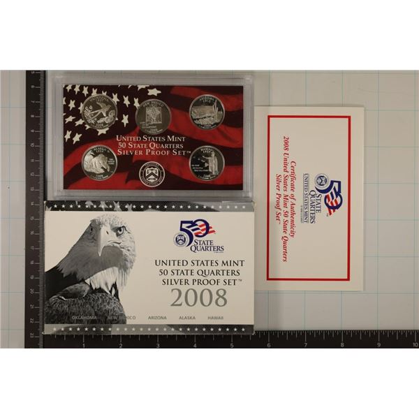 2008 SILVER US 50 STATE QUARTERS PROOF SET IN BOX