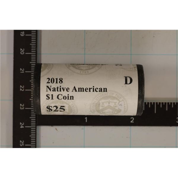 SOLID DATE $25 ROLL OF 2018-D NATIVE AMERICAN BU