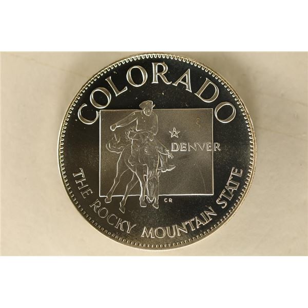 .46 OZ. PROOF STERLING SILVER COLORADO STATE ROUND