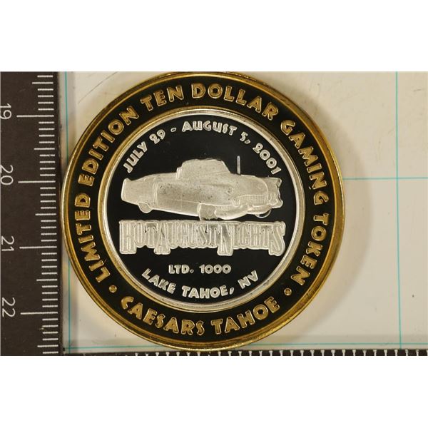 CASINO $10 SILVER TOKEN (UNC) "HOT AUGUST NIGHTS''