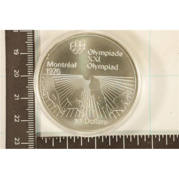 1976 CANADA SILVER $10 UNC OLYMPIC COIN 1.4453 OZ