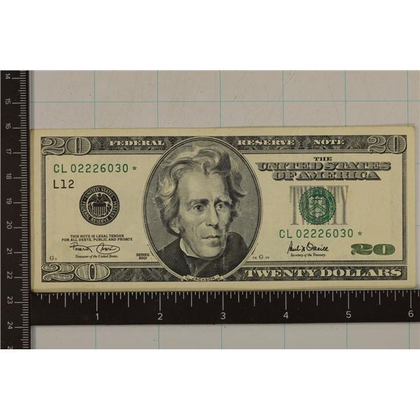2001 US $20 FRN STAR NOTE CL 02226030*